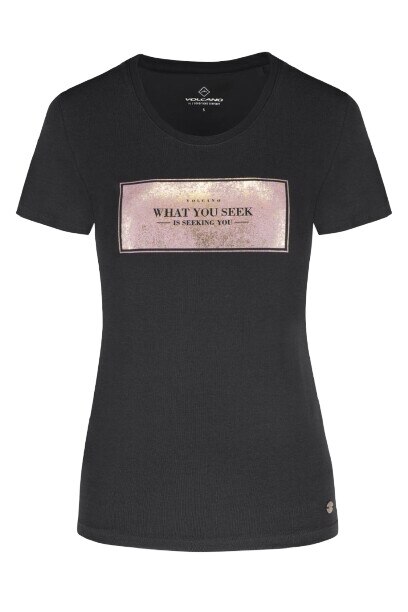 Tricou Volcano T-GOLD 2, Imprimeu lucios, Bumbac, Negru