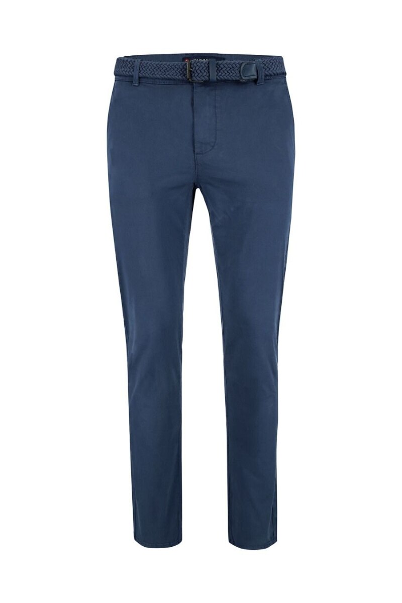 Pantaloni chino din bumbac, Volcano R-Lucky, Curea inclusa, Albastru inchis, Albastru inchis