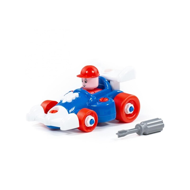 Masina F1 demontabila, Rosu/Albastru/Alb, cu pilot, Polesie