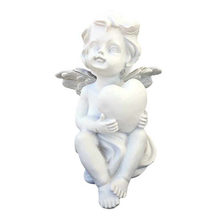 Statueta, Ingeras ce imbratiseaza o inima, 18 cm, 1241G