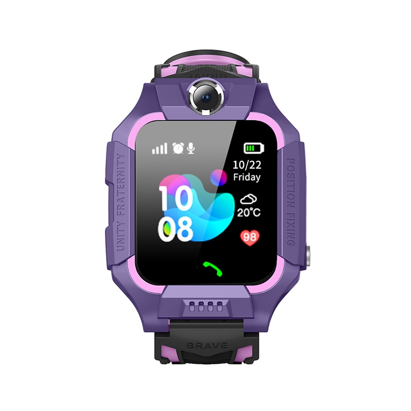 Ceas smartwatch Pentru Copii YQT-Q19W, Mov, Istoric traseu, Localizare GPS, Camera, Lanterna, Pedometru