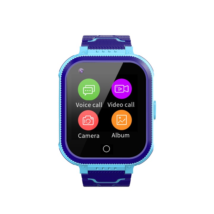 Ceas Smartwatch Pentru Copii YQT T3 cu Functie Telefon, Apel video, Localizare GPS, Istoric traseu, Apel de Monitorizare, Camera, Lanterna, Android, 4G, Albastru