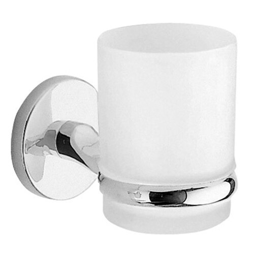 Pahar baie pentru periute dinti Dezit Vermonta 80GD0083, inox/sticla, Crom