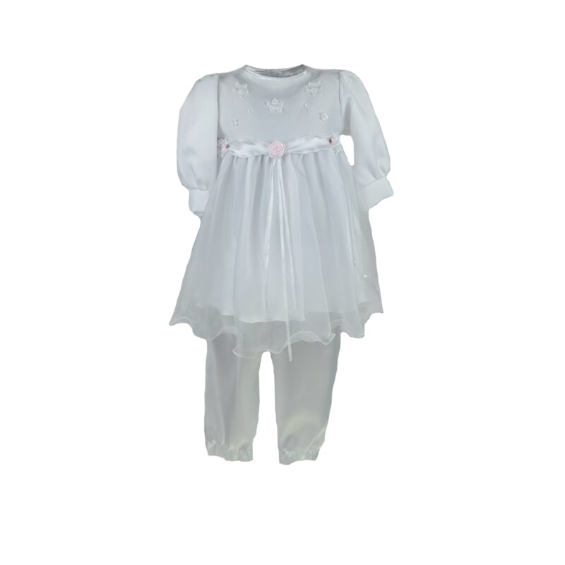 Compleu 2 piese rochita si pantaloni pentru fete Mini Junior 140-86A, Alb 86 CM Standard