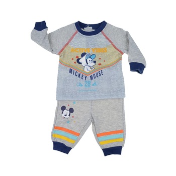 Compleu 2 piese bluza si pantaloni pentru baieti E Plus M Mickey Mouse 65-74G-92-cm, Gri 92 CM Compleu 2 piese bluza si pantaloni pentru baieti E Plus M Mickey Mouse 65-74G-92-cm, Gri 92 CM