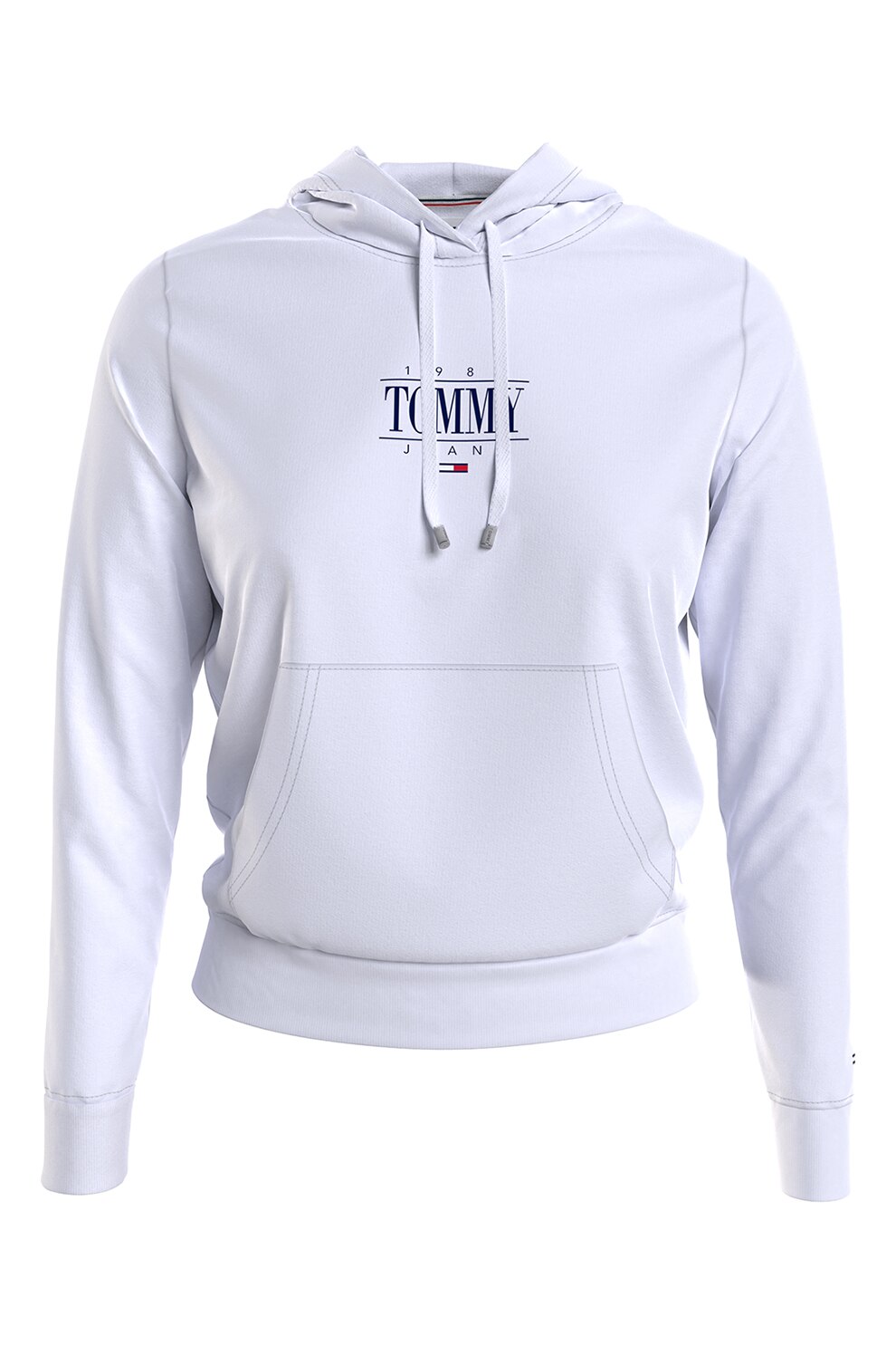 Tommy Jeans, Hanorac din amestec de bumbac organic cu buzunar kangaroo, Alb