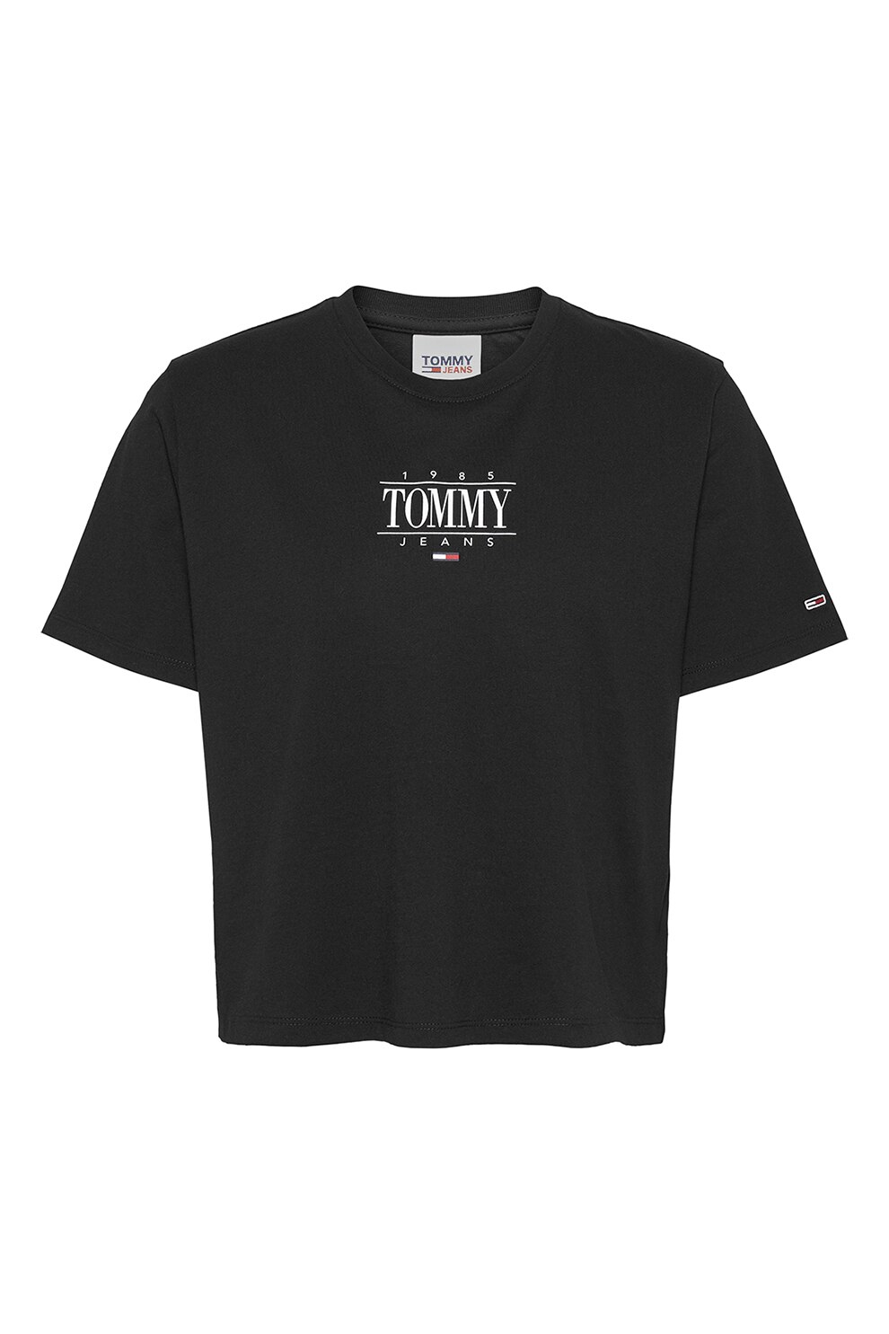 Tommy Jeans, Tricou de bumbac organic cu imprimeu logo, Negru/Alb