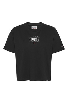 Tommy Jeans, Tricou de bumbac organic cu imprimeu logo, Negru/Alb Tommy Jeans, Tricou de bumbac organic cu imprimeu logo, Negru/Alb
