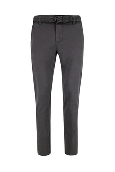 Pantaloni chino din bumbac, Volcano R-Lucky, Curea inclusa, Gri, Gri inchis Pantaloni chino din bumbac, Volcano R-Lucky, Curea inclusa, Gri, Gri inchis