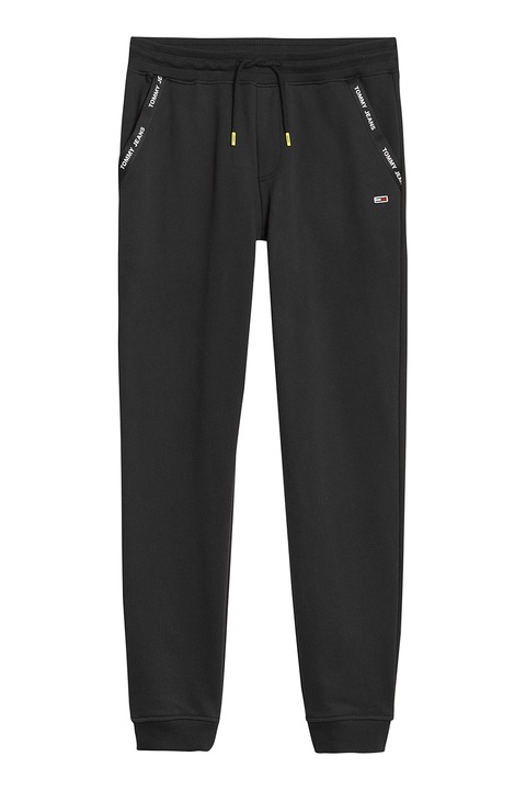 Tommy Jeans, Pantaloni sport din amestec de bumbac organic, Negru