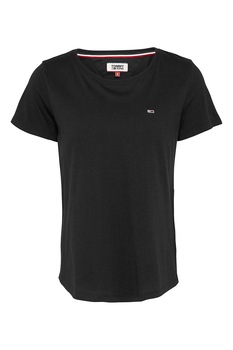 Tommy Jeans, Tricou de bumbac organic cu logo discret brodat, Negru Tommy Jeans, Tricou de bumbac organic cu logo discret brodat, Negru