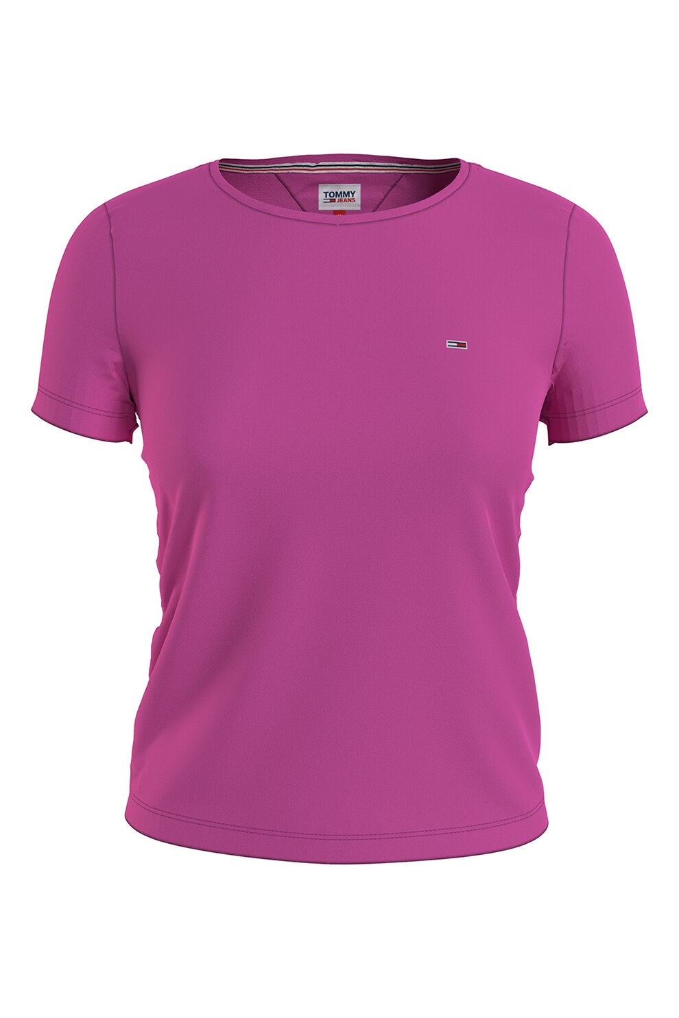 Tommy Jeans, Tricou de bumbac organic cu logo discret brodat, Roz fandango