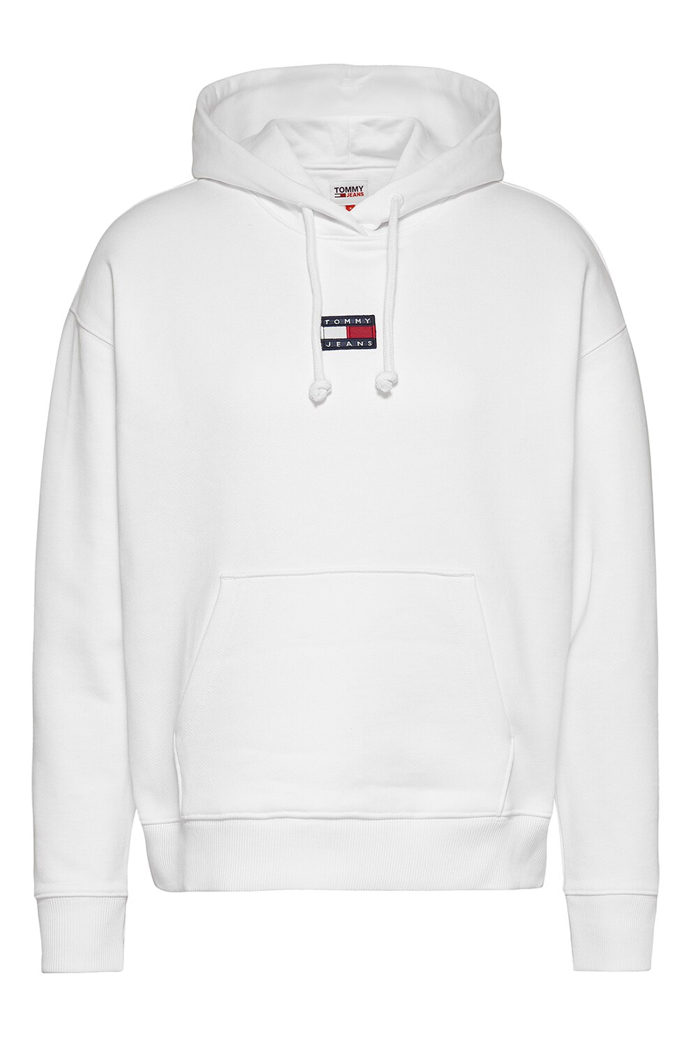 Tommy Jeans, Hanorac cu buzunar kangaroo si logo DW0DW10403, Alb