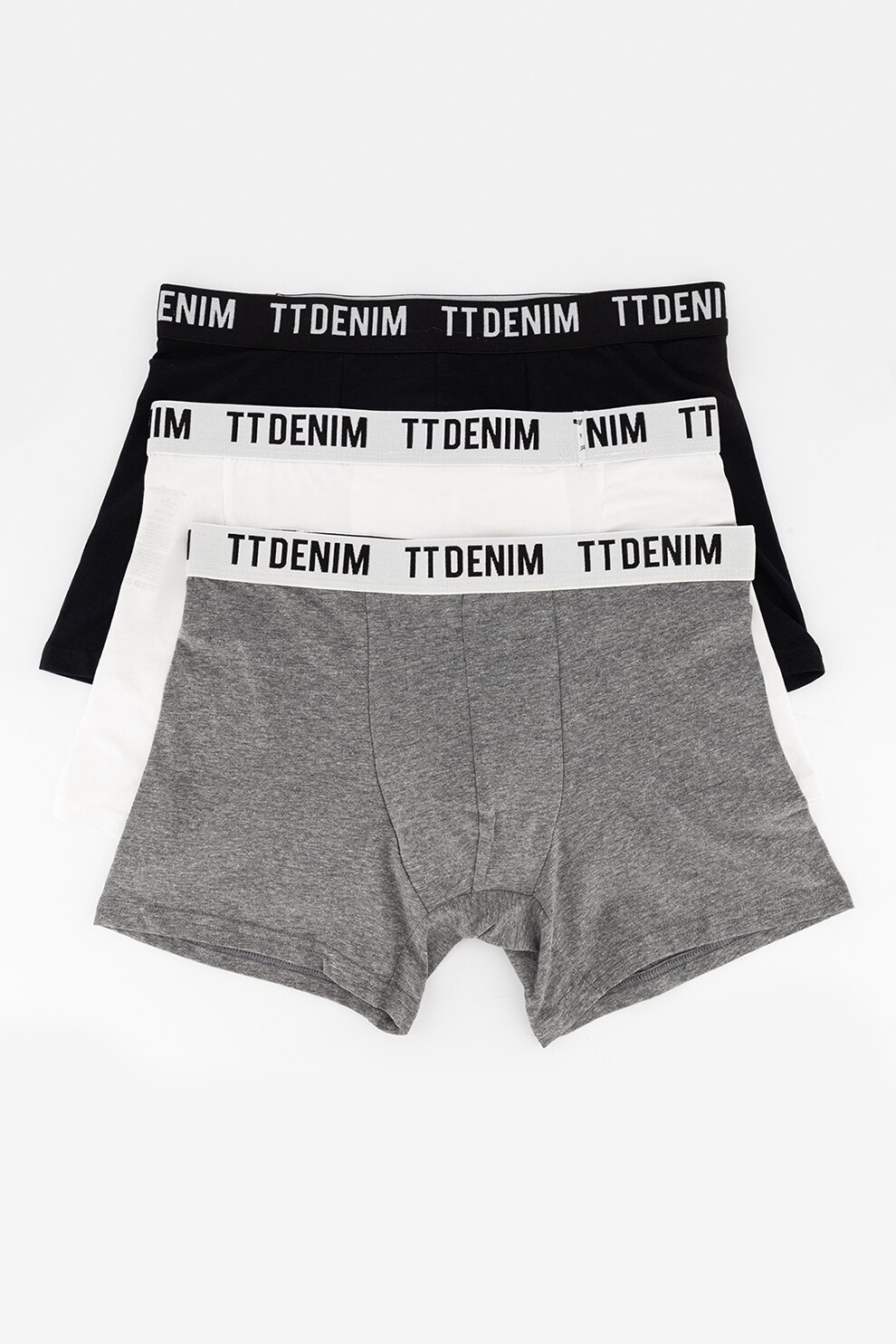 Tom Tailor, Set de boxeri cu banda elastica logo - 3 perechi, Gri melange/Negru, S