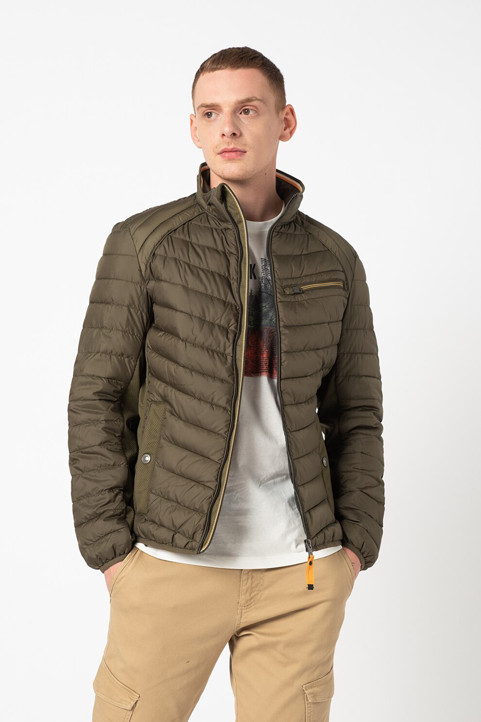 Tom Tailor, Jacheta cu fermoar si vatelina subtire, Verde militar