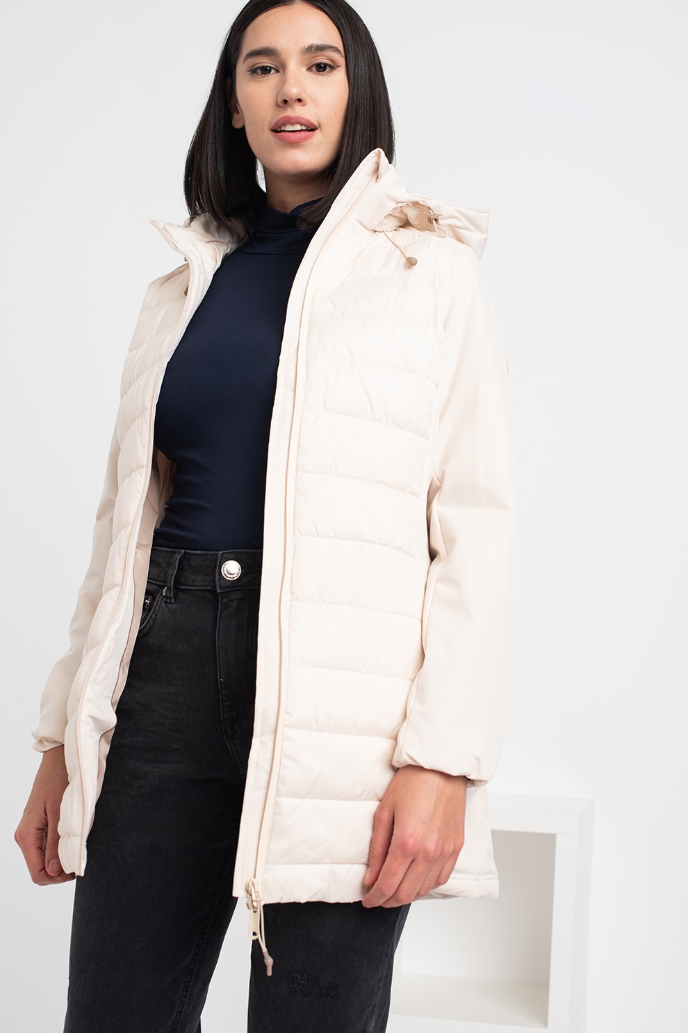 Tom Tailor, Geaca cu vatelina si gluga, Alb prafuit