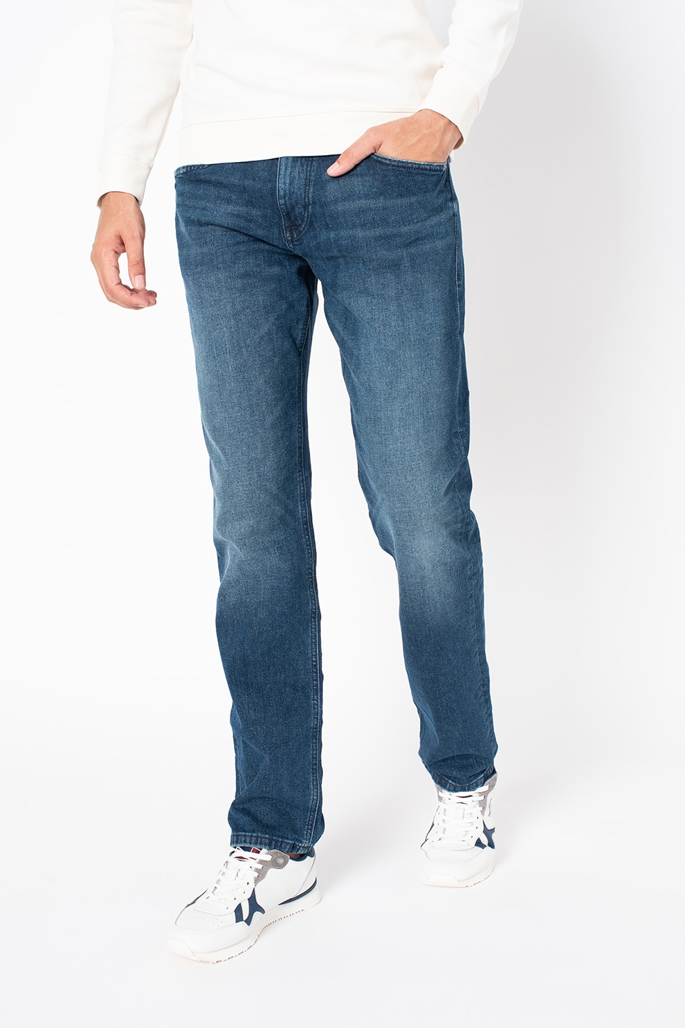 Tom Tailor, Blugi cu croiala dreapta Marvin, Albastru inchis, W32-L34