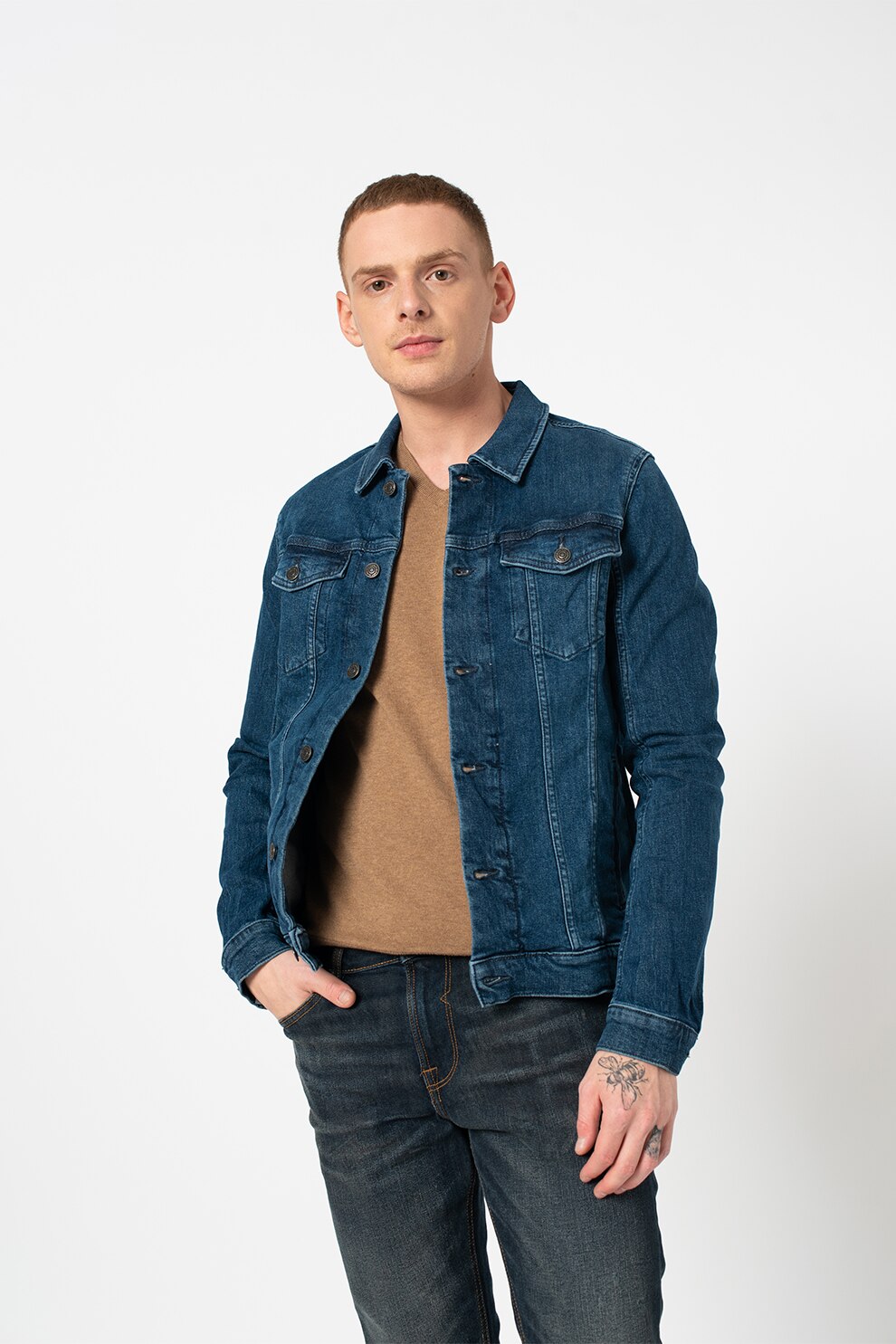 Tom Tailor, Jacheta din denim cu maneci cazute, Albastru