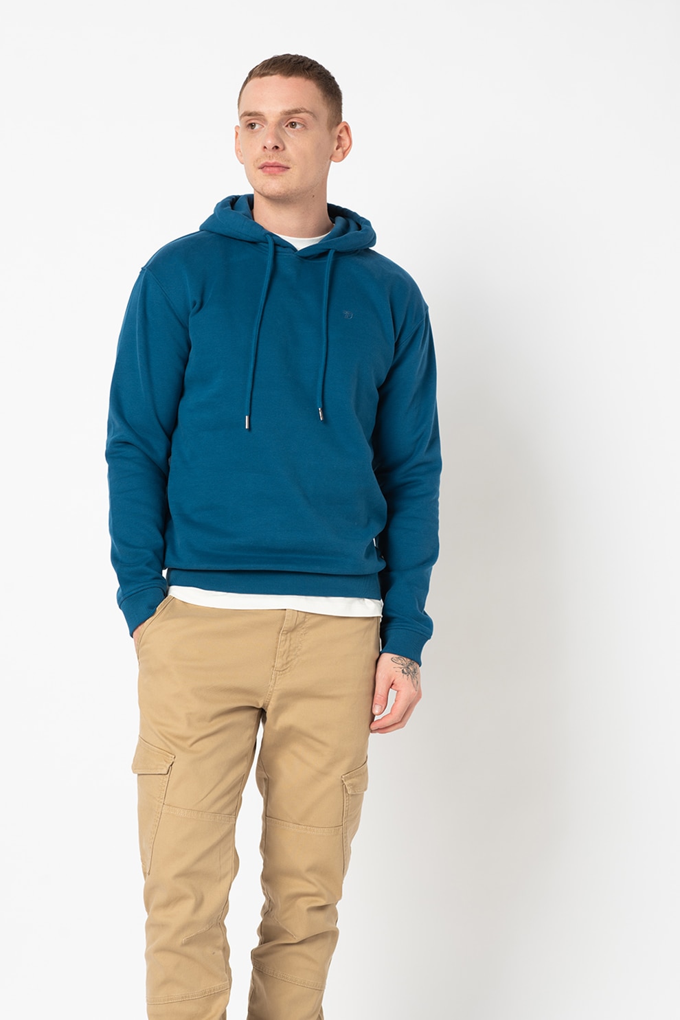 Tom Tailor, Hanorac regular fit cu snur, Albastru inchis