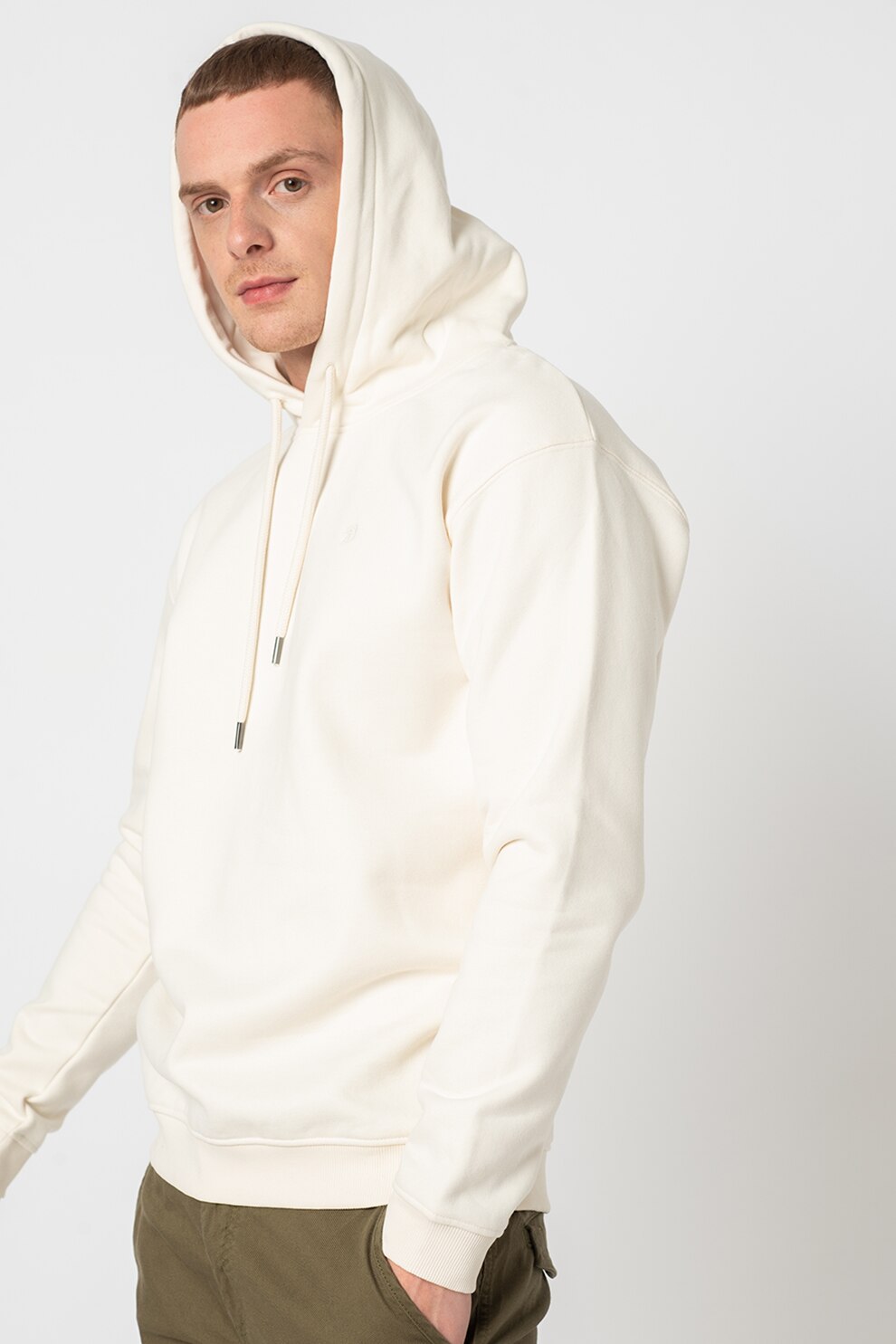 Tom Tailor, Hanorac regular fit cu snur, Alb prafuit