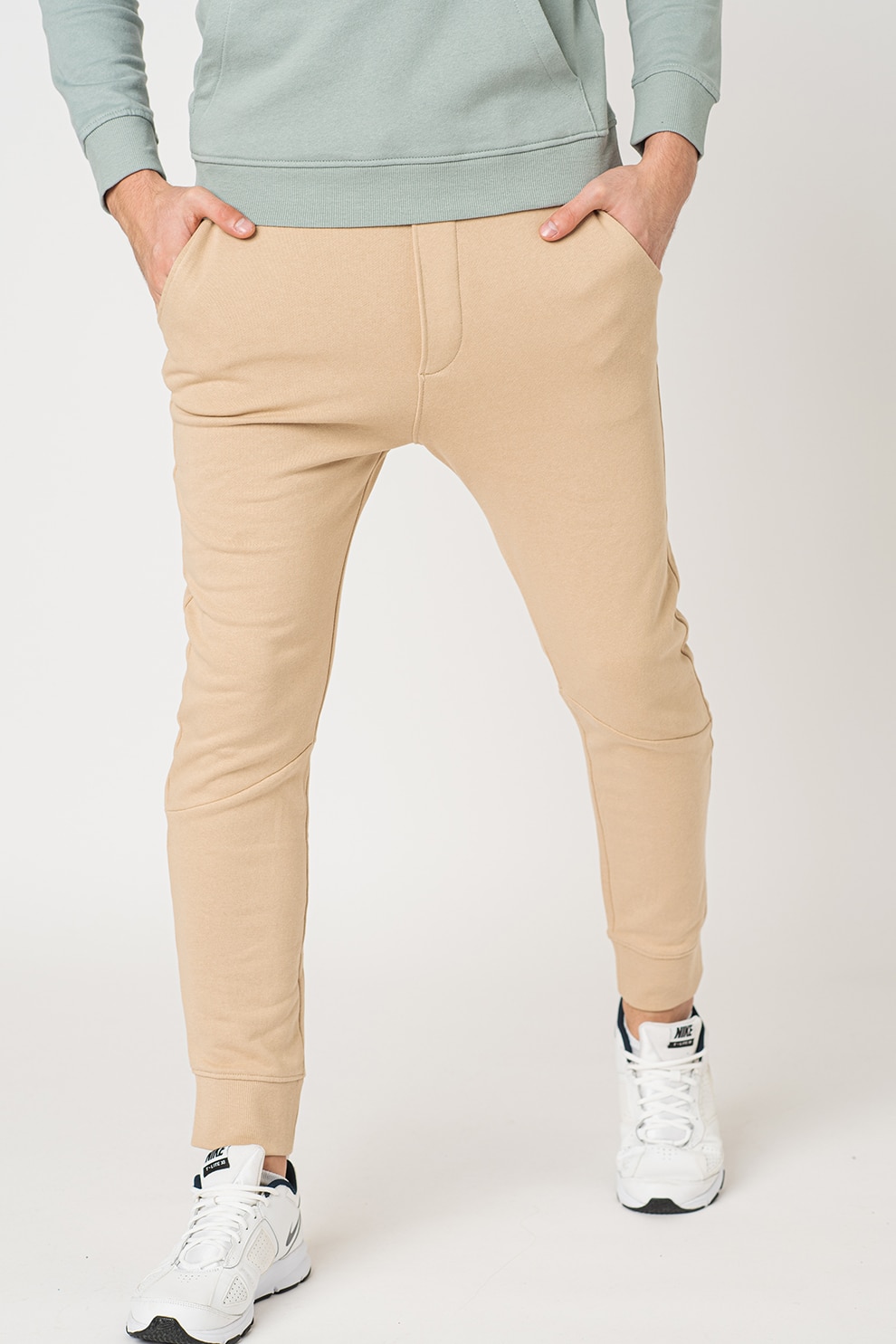 Tom Tailor, Pantaloni sport din bumbac cu snur de ajustare, Maro nisip