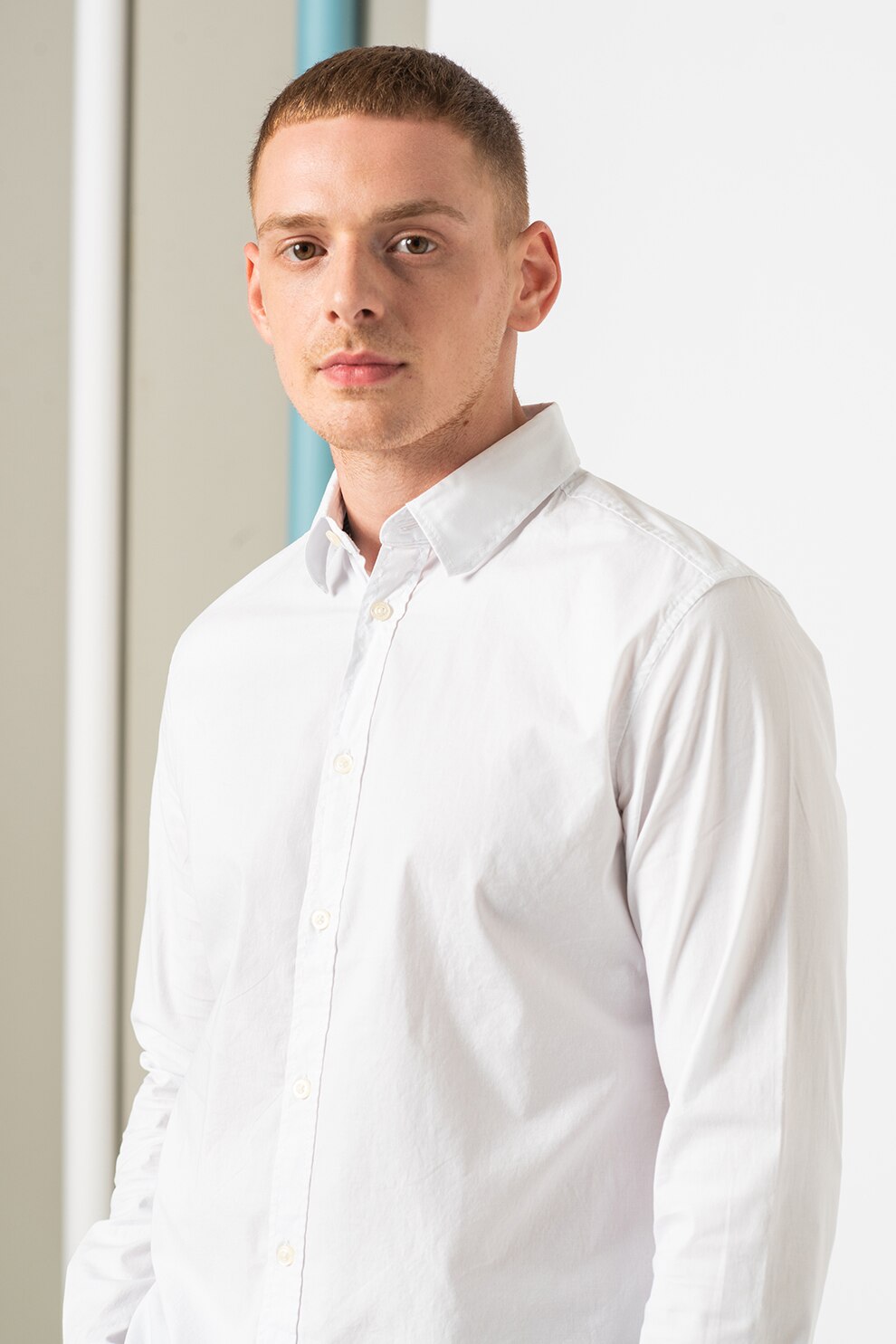 Tom Tailor, Camasa regular fit de poplin, Alb