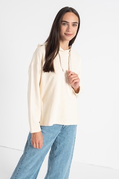 Tom Tailor, Hanorac cu snur de ajustare si maneci cazute, Bej Tom Tailor, Hanorac cu snur de ajustare si maneci cazute, Bej