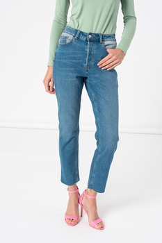 Tom Tailor, Blugi crop cu insertii contrastante Emma, Albastru Tom Tailor, Blugi crop cu insertii contrastante Emma, Albastru