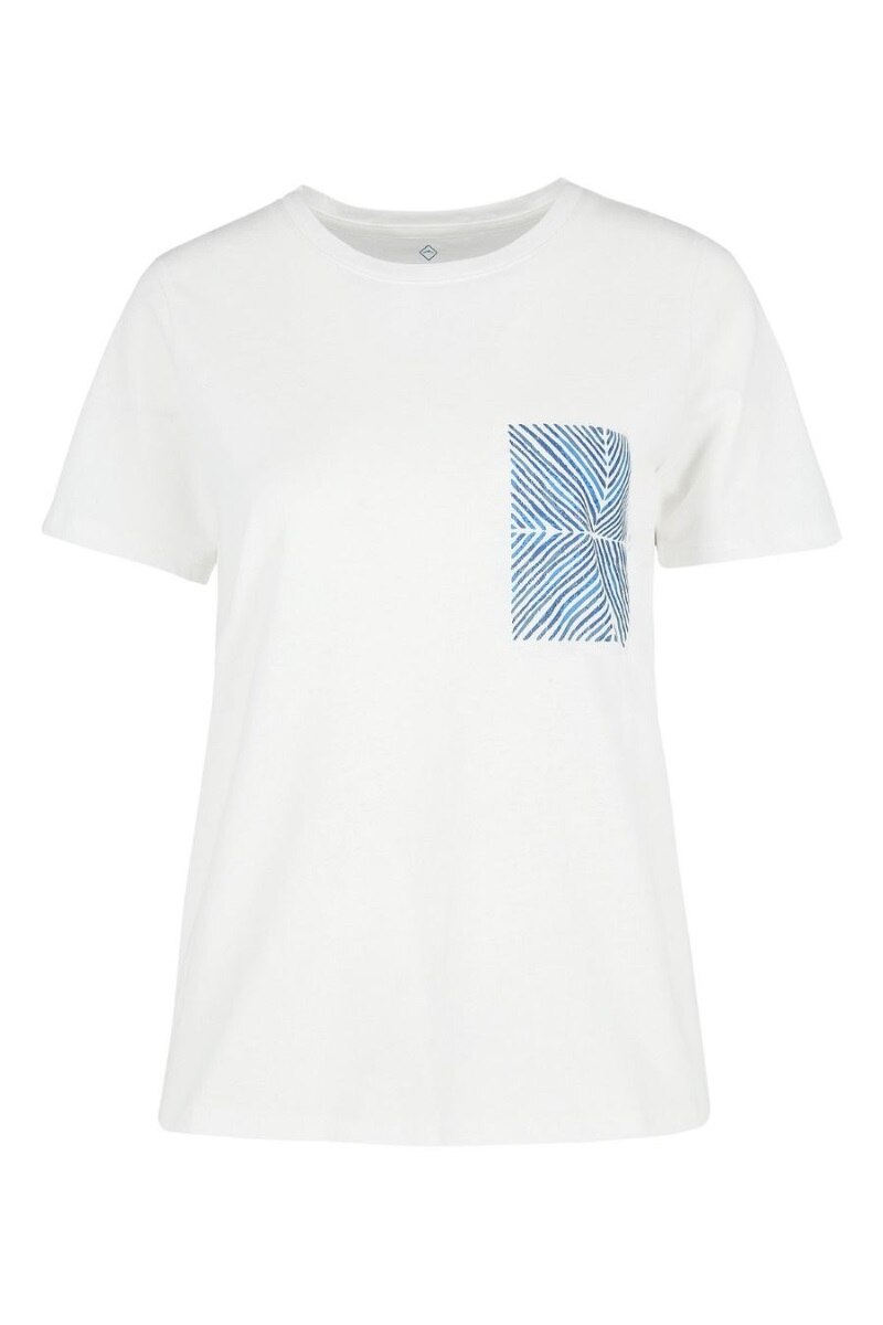 Tricou Volcano T-POCKET, Imprimeu grafic, Bumbac, Alb