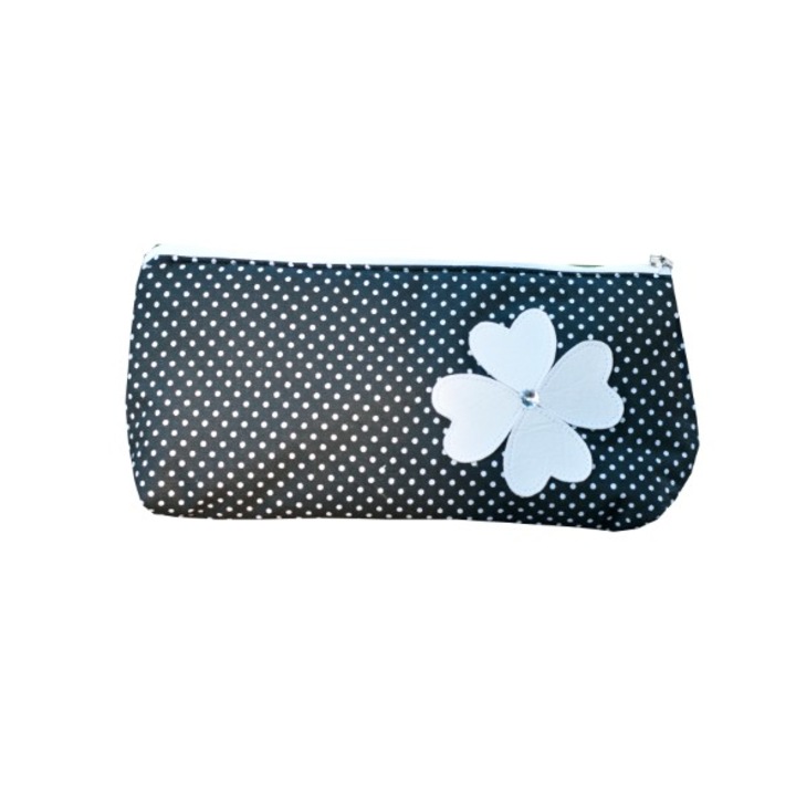 Portfard, Atelier Diversis, handmade negru buline flloricica