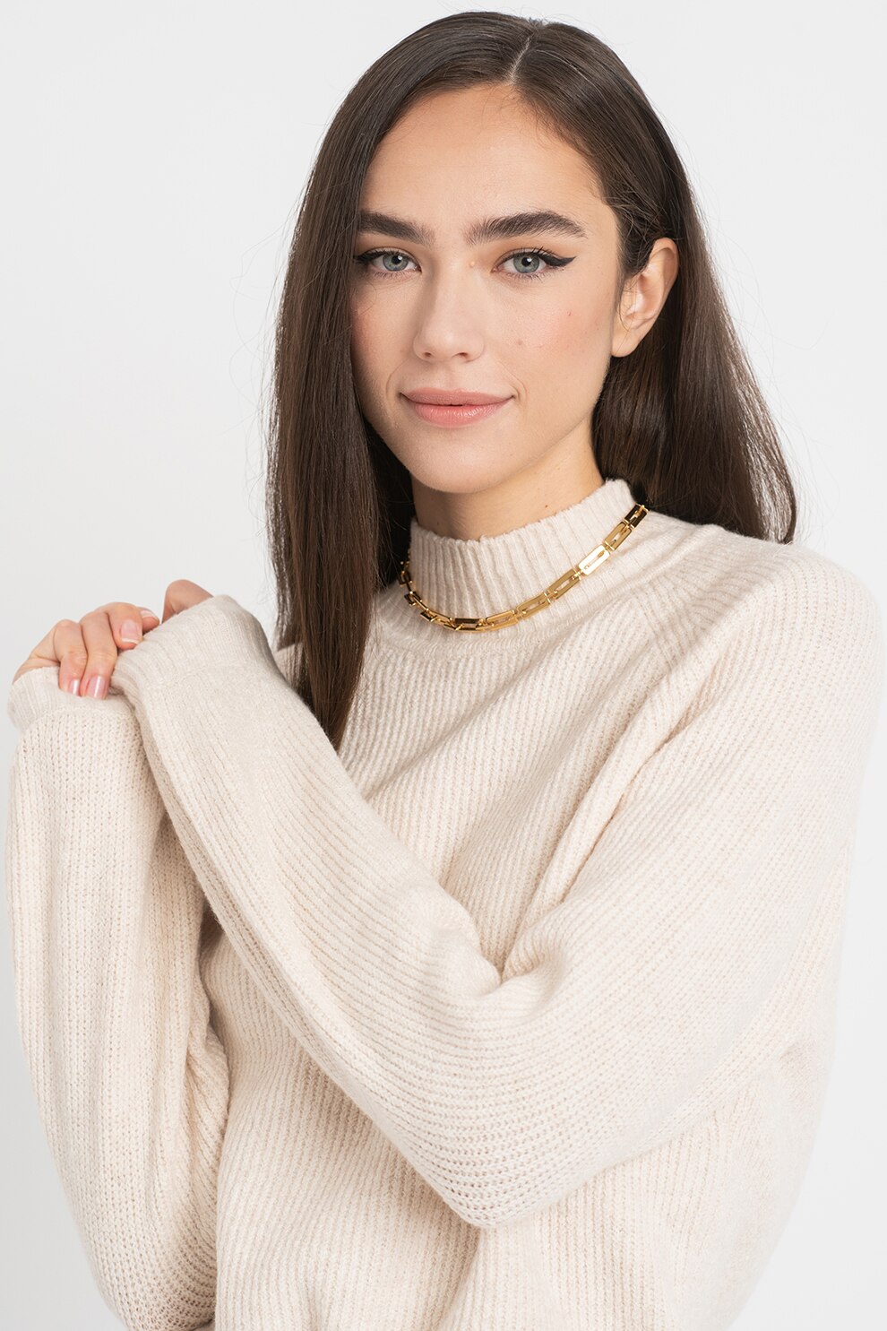 Tom Tailor, Pulover cu model striat si maneci raglan, Alb prafuit