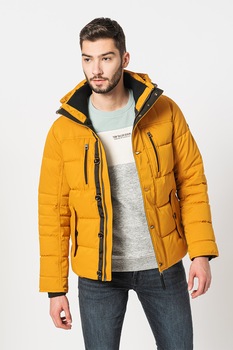 Tom Tailor, Geaca cu gluga, vatelina si design matlasat, Oranj Tom Tailor, Geaca cu gluga, vatelina si design matlasat, Oranj