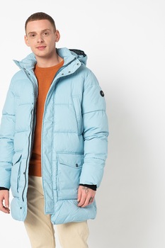 Tom Tailor, Geaca lunga cu gluga, Albastru deschis Tom Tailor, Geaca lunga cu gluga, Albastru deschis