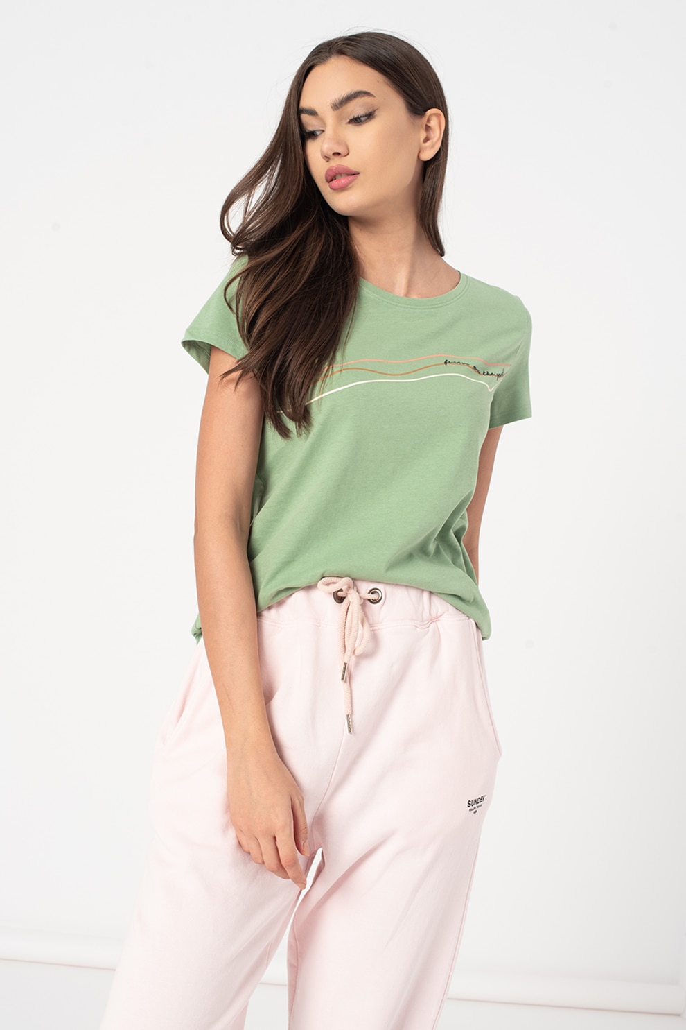 Tom Tailor, Tricou din bumbac cu decolteu rotund, Verde