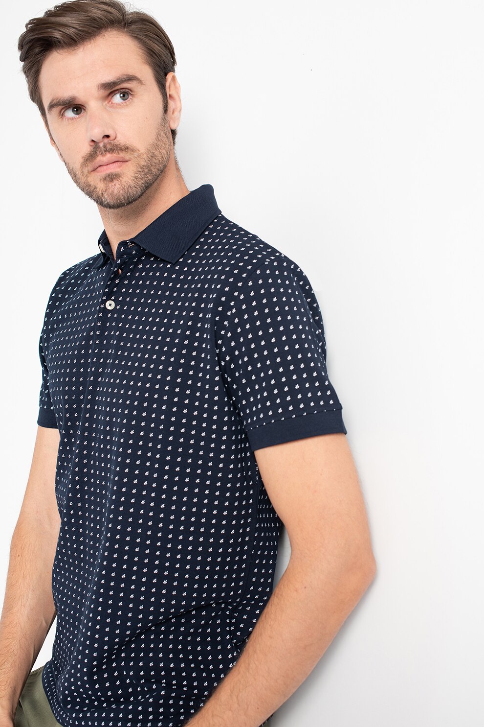 Tom Tailor, Tricou polo din pique, bleumarin inchis, alb