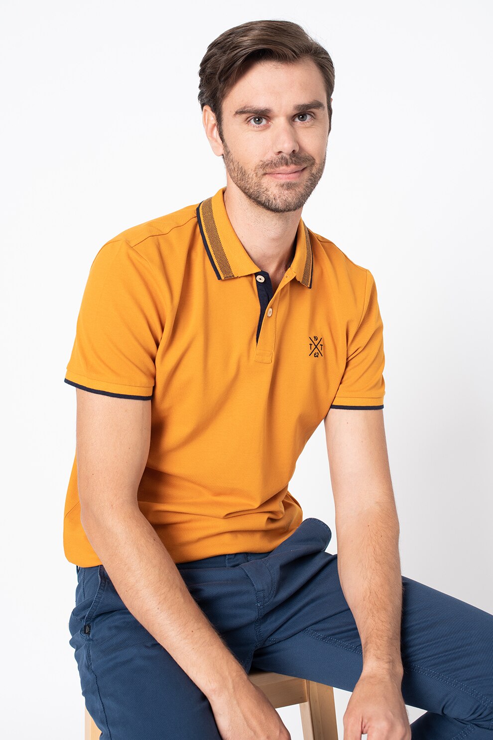 Tom Tailor, Tricou polo cu accente in dungi, Scortisoara