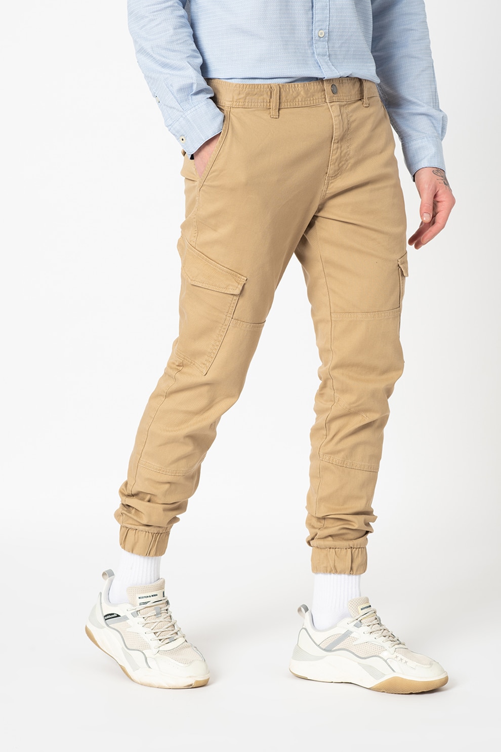 Tom Tailor, Pantaloni cargo slim fit, Maro camel, 2XL