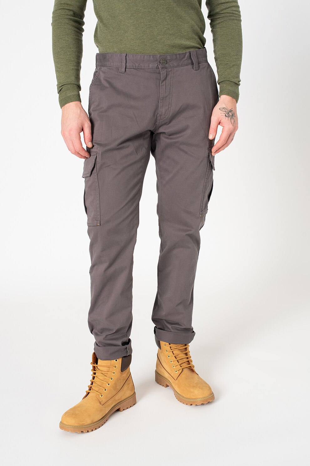 Tom Tailor, Pantaloni cargo regular fit Travis, Gri inchis