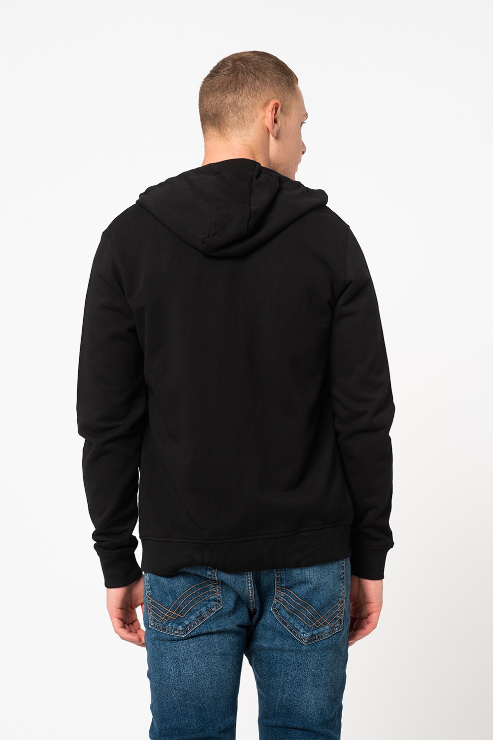 Lyle & Scott, Худи от органичен памук с цип, Черен, M - eMAG.bg