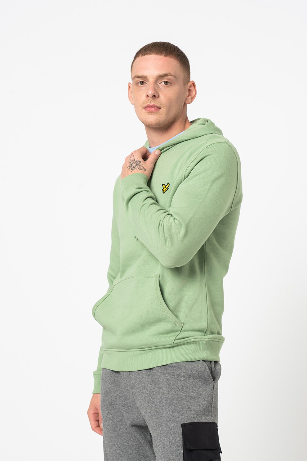 Lyle & Scott, Худи с джоб кенгуру, Папратово зелено, XL - eMAG.bg
