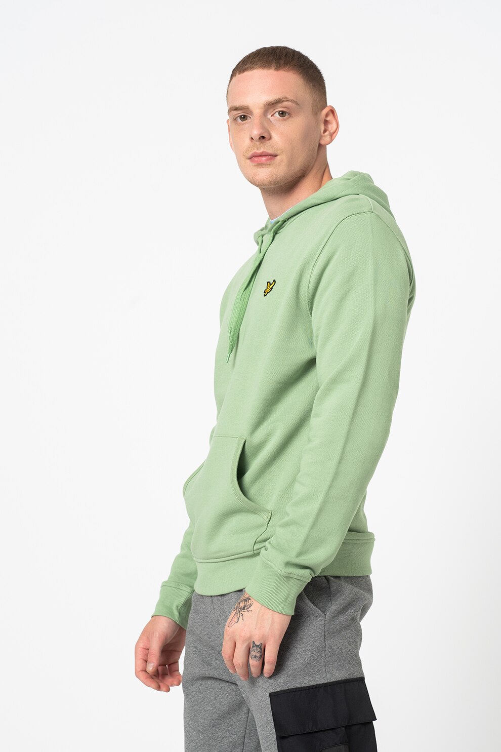 Lyle & Scott, Худи с джоб кенгуру, Папратово зелено, XL - eMAG.bg
