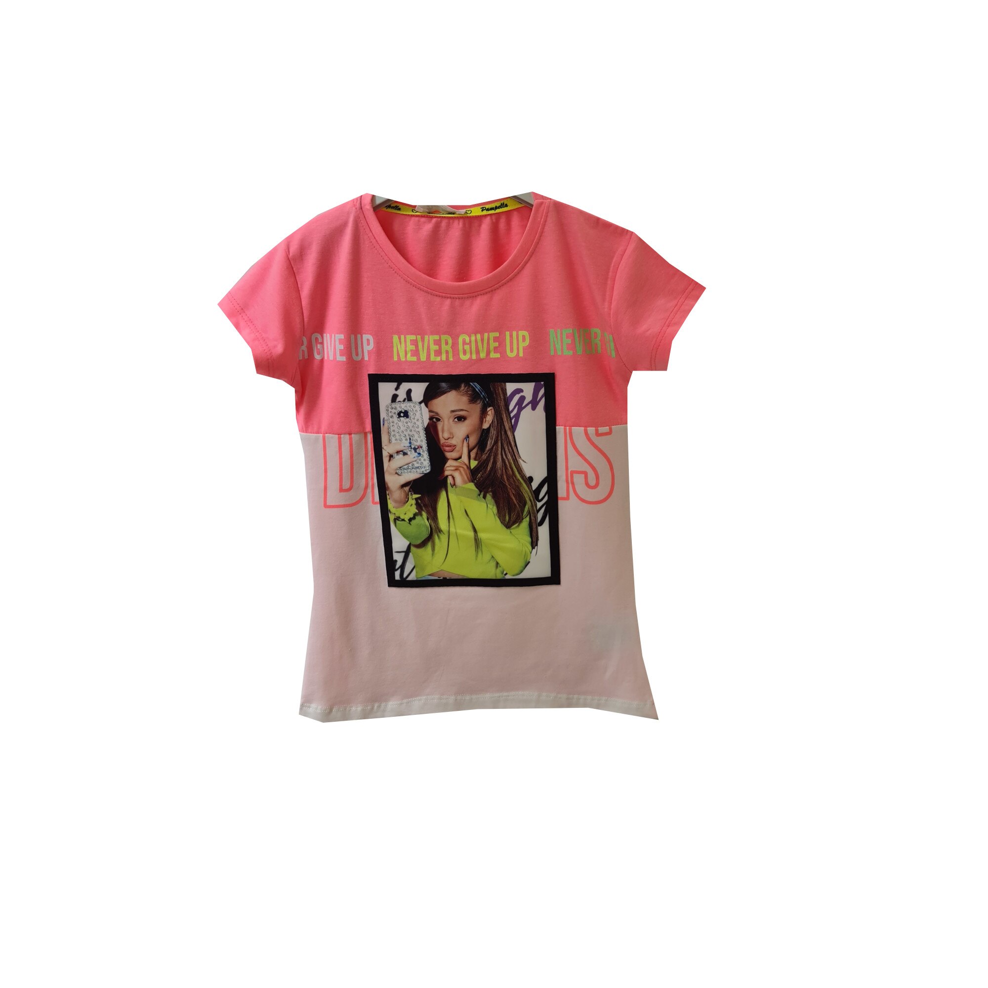 Tricou fete, Ariana Grande, Alb/Roz aprins
