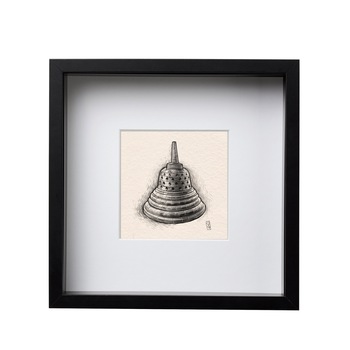 Tablou Stupa, ilustratie Gabriel Serban, rama patrata 25x25, negru Tablou Stupa, ilustratie Gabriel Serban, rama patrata 25x25, negru