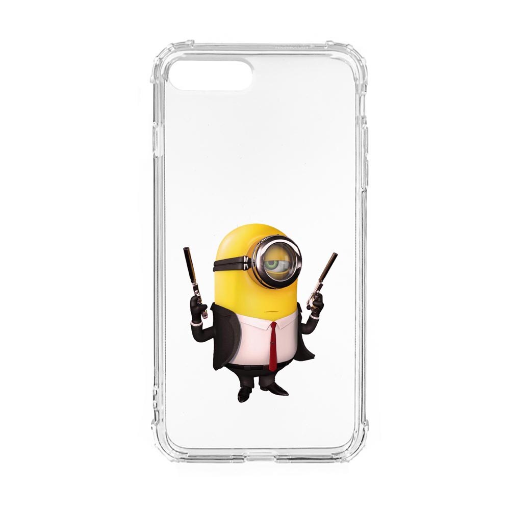 Husa Anti Shock, Compatibila Cu Apple iPhone 7 Plus / iPhone 8 Plus, Minion Hitman, Silicon Premium, Rezistenta, 214