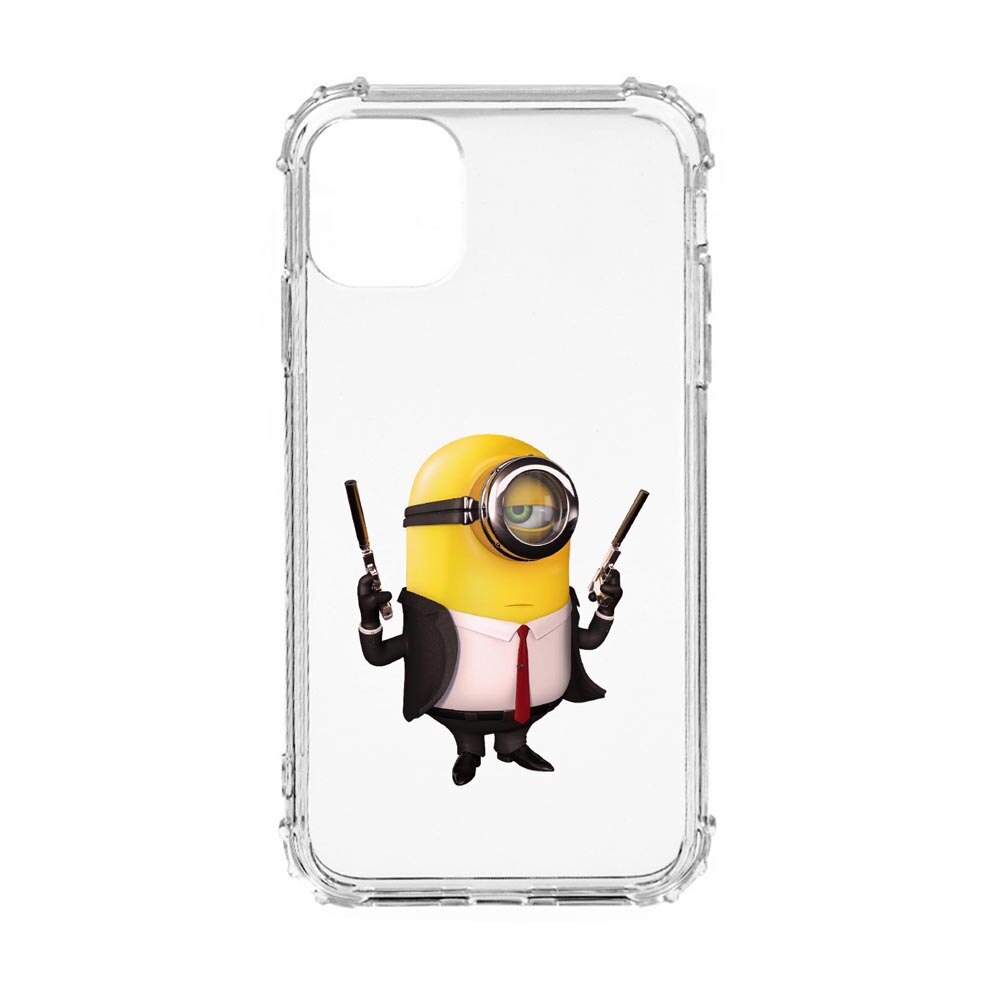 Husa Anti Shock, Compatibila Cu Apple iPhone 12, Minion Hitman, Silicon Premium, Rezistenta, 214