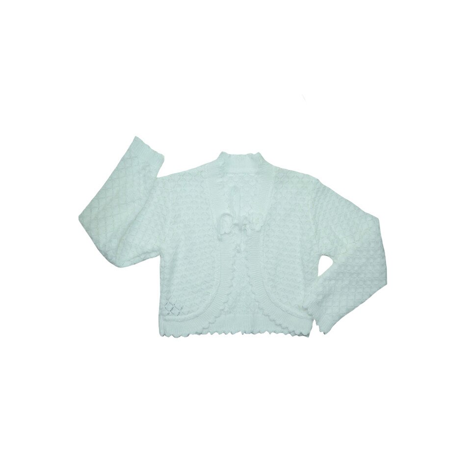Bolero maneca lunga pentru fete Mini Junior MSS2-A, Alb 9986