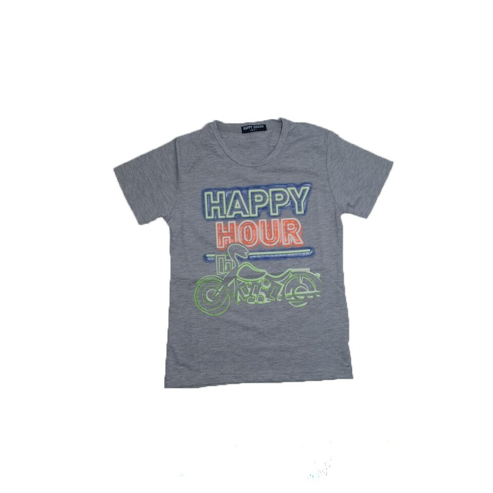 Tricou maneca scurta baieti Happy House HB-15441, Gri 122 cm