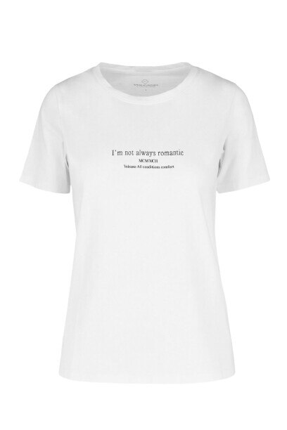 Tricou Volcano T-ROMANTIC, Imprimeu text, Bumbac, Alb