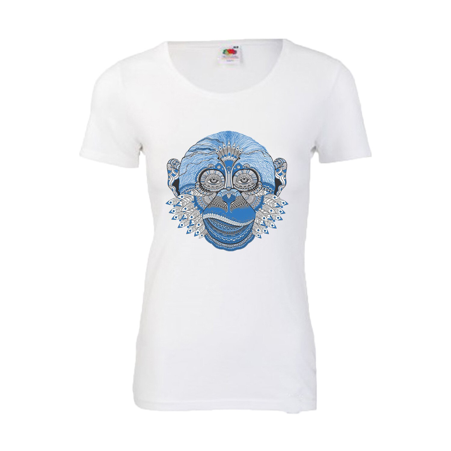 Tricou dama imprimeu amuzant Maimuta, alb, L