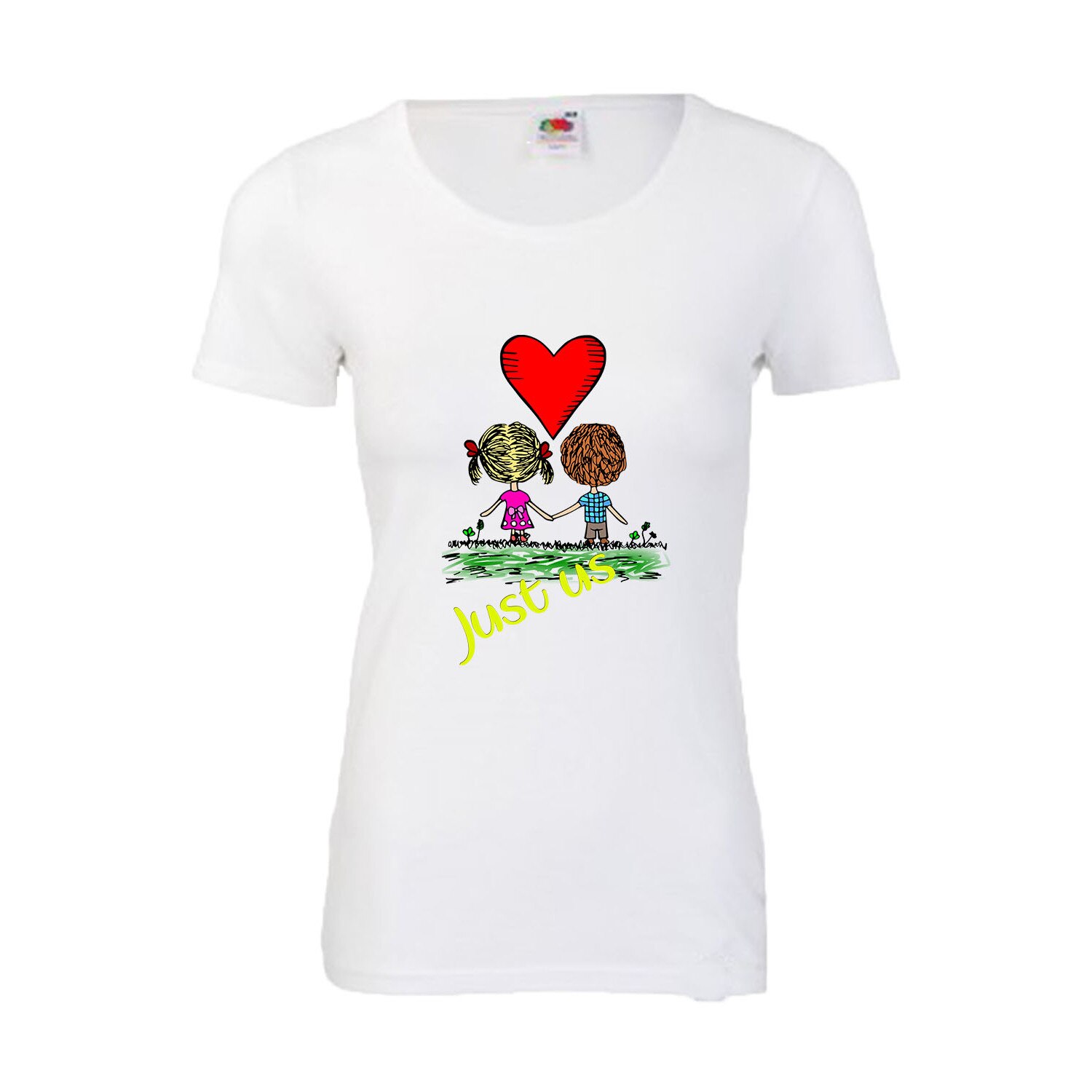 Tricou dama imprimeu Indragostiti, alb, S